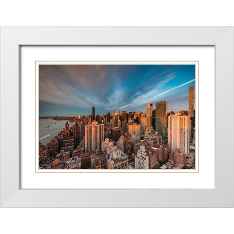 New York Morning White Modern Wood Framed Art Print with Double Matting by Getty, Bruce