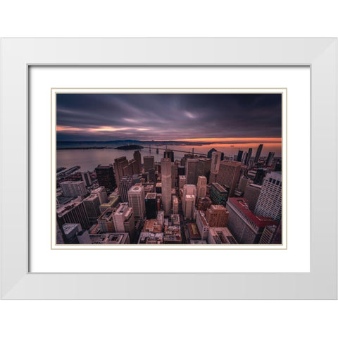 San Francisco Look Down White Modern Wood Framed Art Print with Double Matting by Getty, Bruce