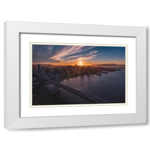 Sunset Explosion White Modern Wood Framed Art Print with Double Matting by Getty, Bruce