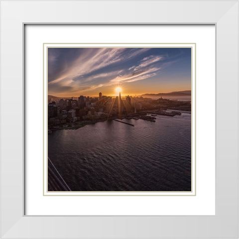 Sunset Explosion 2 White Modern Wood Framed Art Print with Double Matting by Getty, Bruce