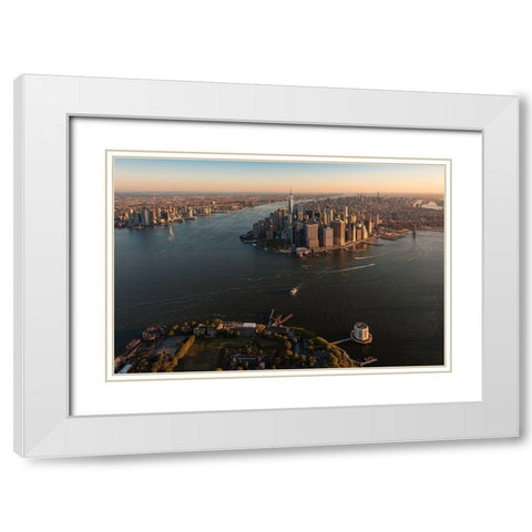 The Big Apple White Modern Wood Framed Art Print with Double Matting by Getty, Bruce