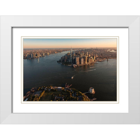 The Big Apple White Modern Wood Framed Art Print with Double Matting by Getty, Bruce