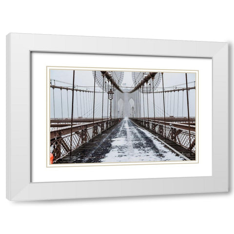 The Brooklyn Bridge White Modern Wood Framed Art Print with Double Matting by Getty, Bruce