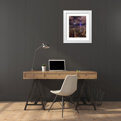 The Crescent Moon with the Tribute Lights White Modern Wood Framed Art Print with Double Matting by Getty, Bruce