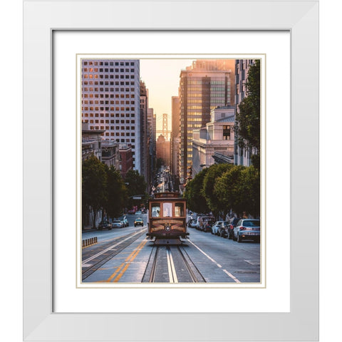 The Trolly White Modern Wood Framed Art Print with Double Matting by Getty, Bruce