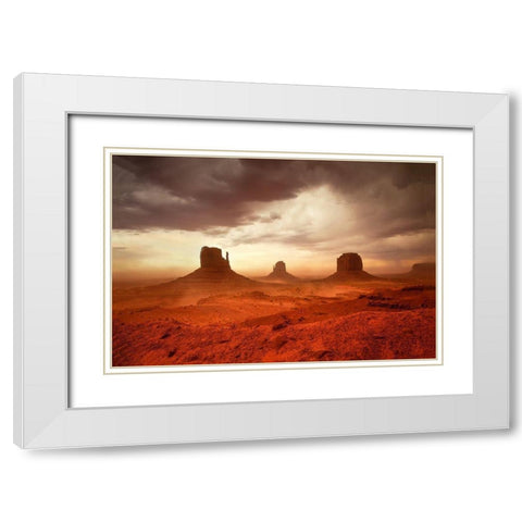 Monsoon Sandstorm White Modern Wood Framed Art Print with Double Matting by Gavrilis, John