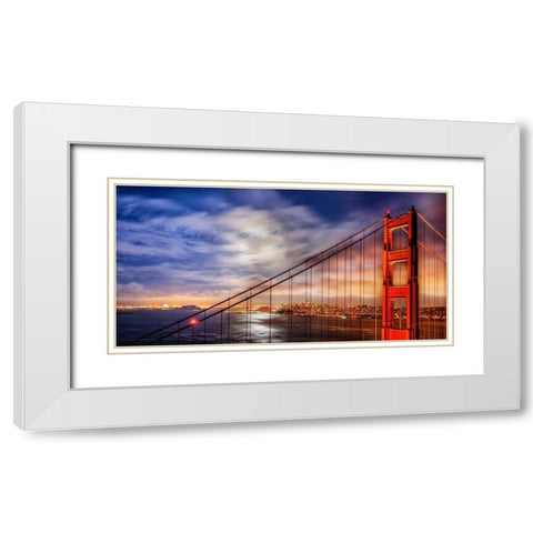 N. Tower Panorama - GG Bridge White Modern Wood Framed Art Print with Double Matting by Gavrilis, John