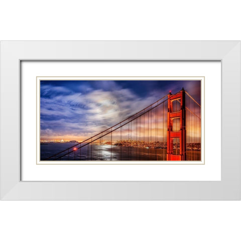 N. Tower Panorama - GG Bridge White Modern Wood Framed Art Print with Double Matting by Gavrilis, John