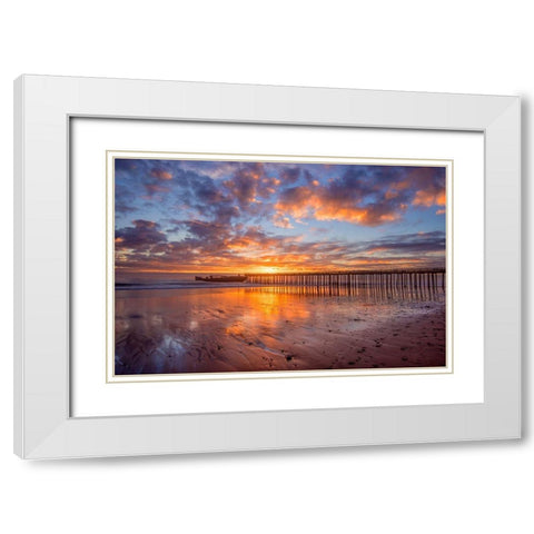 Cement Ship Sunset White Modern Wood Framed Art Print with Double Matting by Gavrilis, John