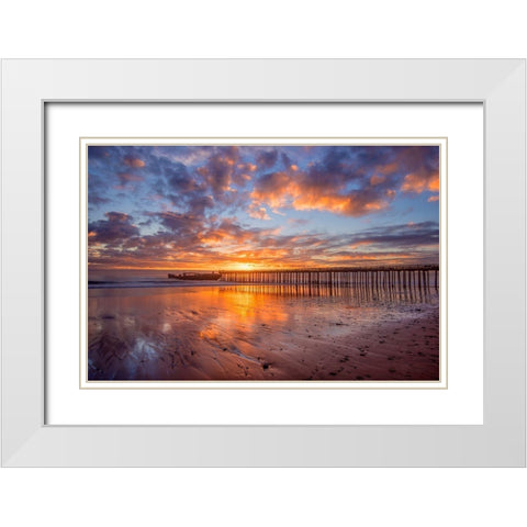 Cement Ship Sunset White Modern Wood Framed Art Print with Double Matting by Gavrilis, John