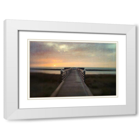 Sunset Pier White Modern Wood Framed Art Print with Double Matting by Hanna, Dawn D.
