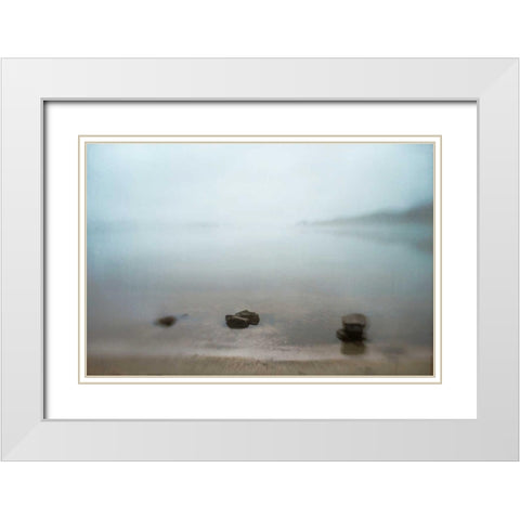 Three Rocks White Modern Wood Framed Art Print with Double Matting by Hanna, Dawn D.