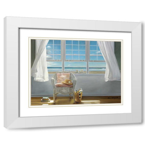 A Moments Peace White Modern Wood Framed Art Print with Double Matting by Hollingsworth, Karen