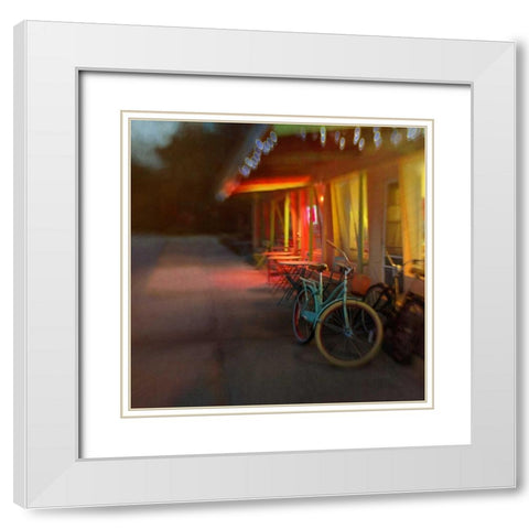 Jenniferâ€™s Bike White Modern Wood Framed Art Print with Double Matting by Hanna, Dawn D.
