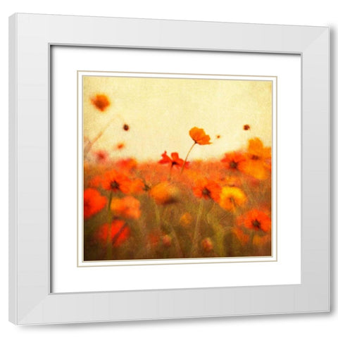Orange Happiness White Modern Wood Framed Art Print with Double Matting by Hanna, Dawn D.