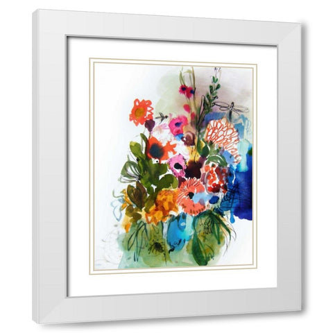 Flowers and Insects One White Modern Wood Framed Art Print with Double Matting by Hamidieli, Fotini