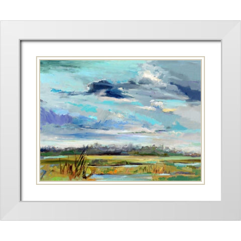 Marsh Skies White Modern Wood Framed Art Print with Double Matting by Hallock, Carol