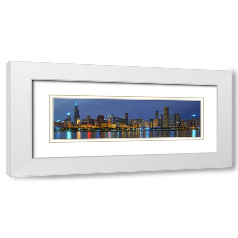 Chicago Skyline White Modern Wood Framed Art Print with Double Matting by Hiers, Winthrope