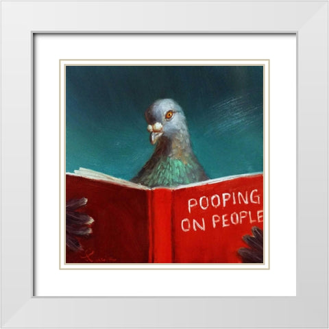 Pooping on People White Modern Wood Framed Art Print with Double Matting by Heffernan, Lucia