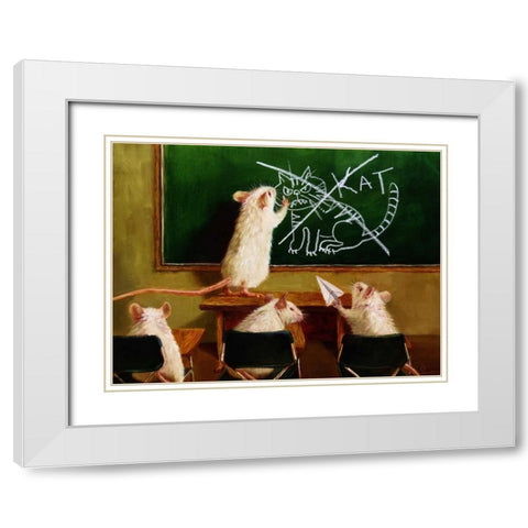When the Cat Is Away White Modern Wood Framed Art Print with Double Matting by Heffernan, Lucia