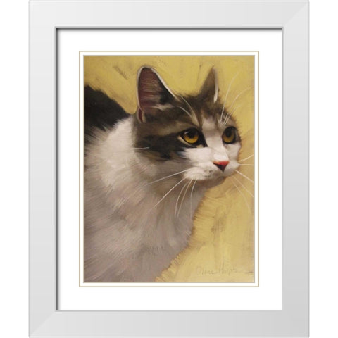 Derby Cat White Modern Wood Framed Art Print with Double Matting by Hoeptner, Diane