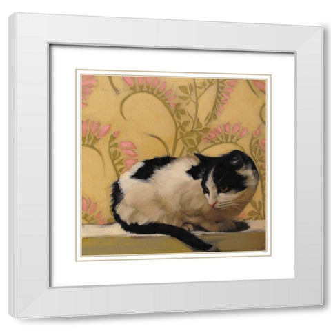 Freesia Fran White Modern Wood Framed Art Print with Double Matting by Hoeptner, Diane