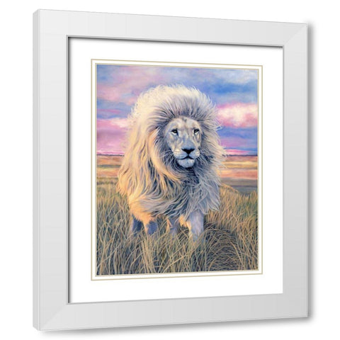 Timbavati Messenger White Modern Wood Framed Art Print with Double Matting by Henderson, Jan