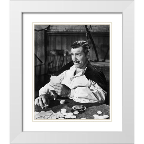 Clark Gable 1939 Gone with the Wind White Modern Wood Framed Art Print with Double Matting by Unknown
