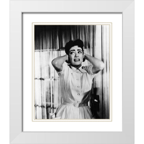 Joan Crawford 1956 Autumn Leaves White Modern Wood Framed Art Print with Double Matting by Unknown