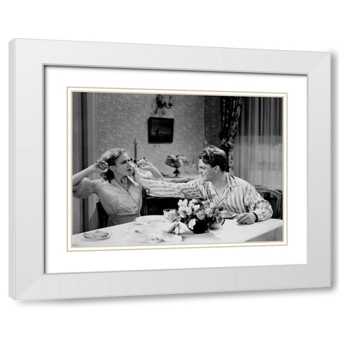 James Cagney and Mae Clark Public Enemy 1931 White Modern Wood Framed Art Print with Double Matting by Unknown