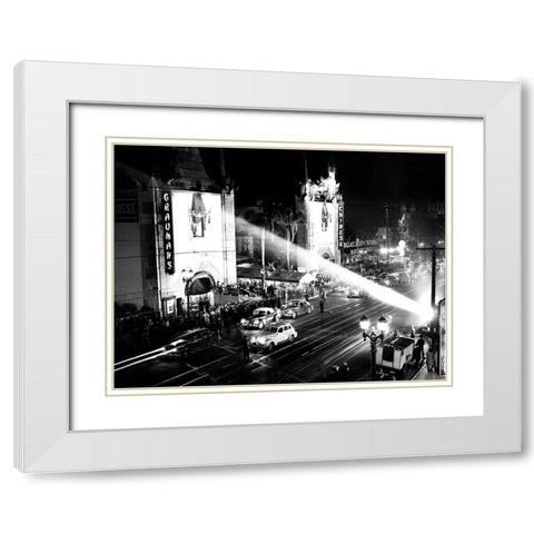 Graumans Chinese Theatre Hollywood Blvd. 1944 White Modern Wood Framed Art Print with Double Matting by Unknown