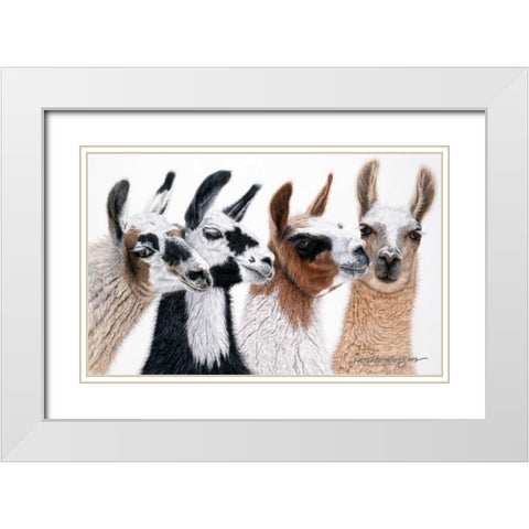 Peruvian Visitors White Modern Wood Framed Art Print with Double Matting by Henderson, Jan