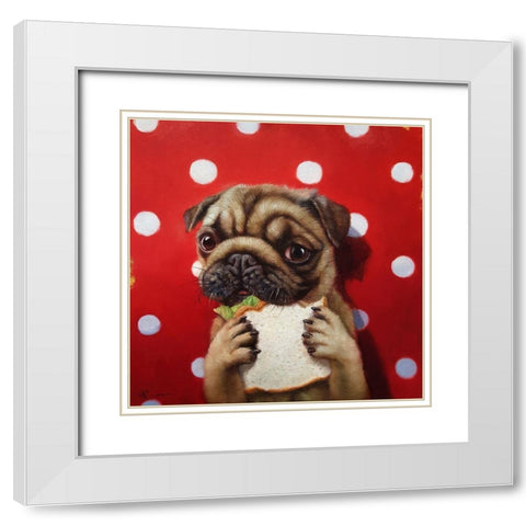 Pugalicious White Modern Wood Framed Art Print with Double Matting by Heffernan, Lucia