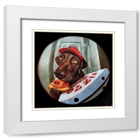 Pupperoni White Modern Wood Framed Art Print with Double Matting by Heffernan, Lucia