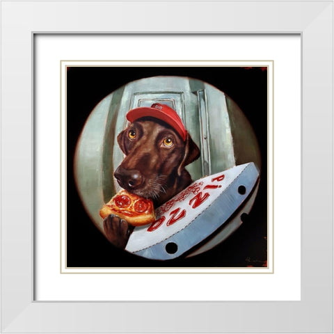 Pupperoni White Modern Wood Framed Art Print with Double Matting by Heffernan, Lucia