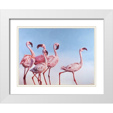 Pink Ladies White Modern Wood Framed Art Print with Double Matting by Heffernan, Lucia