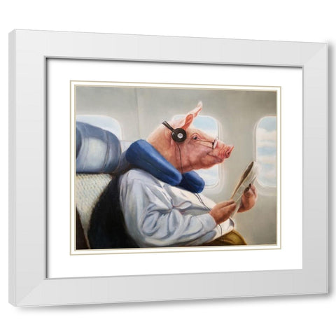 When Pigs Fly No. 2 White Modern Wood Framed Art Print with Double Matting by Heffernan, Lucia