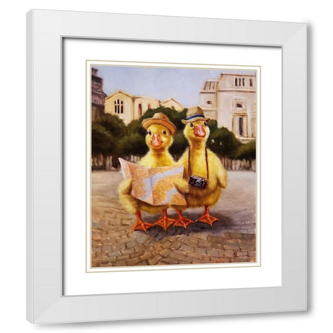 Tourists White Modern Wood Framed Art Print with Double Matting by Heffernan, Lucia