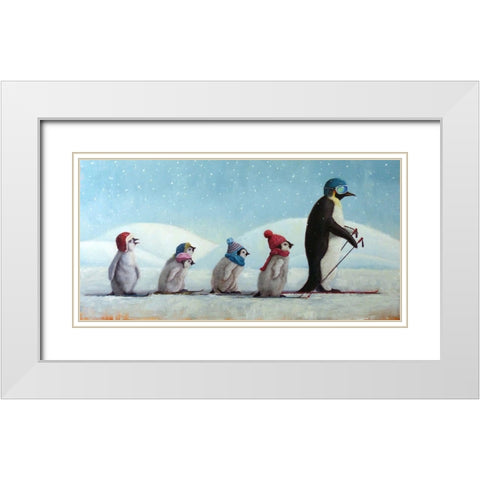 Ski School White Modern Wood Framed Art Print with Double Matting by Heffernan, Lucia