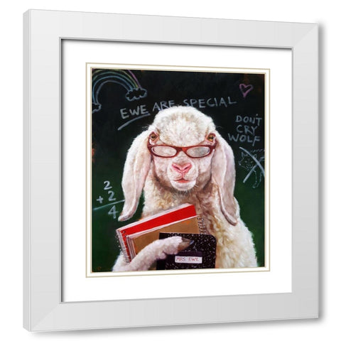 Back To School White Modern Wood Framed Art Print with Double Matting by Heffernan, Lucia