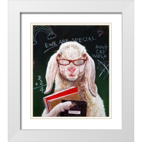 Back To School White Modern Wood Framed Art Print with Double Matting by Heffernan, Lucia