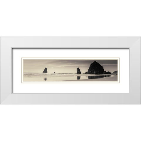 Haystack Rock White Modern Wood Framed Art Print with Double Matting by Horsfall, Gary