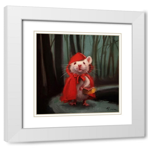 Little Red White Modern Wood Framed Art Print with Double Matting by Heffernan, Lucia