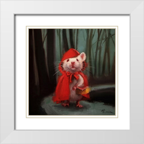 Little Red White Modern Wood Framed Art Print with Double Matting by Heffernan, Lucia