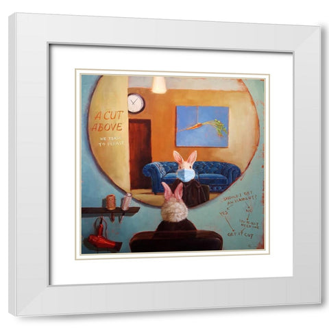Pandemic Haircut White Modern Wood Framed Art Print with Double Matting by Heffernan, Lucia