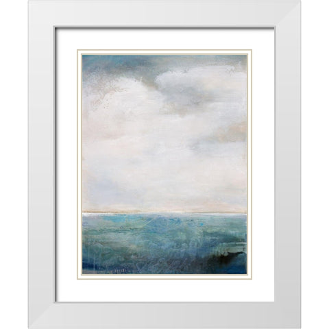 On The Edge of Blue White Modern Wood Framed Art Print with Double Matting by Hale, Karen