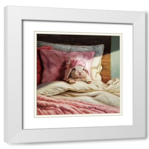 Bed Hare White Modern Wood Framed Art Print with Double Matting by Heffernan, Lucia