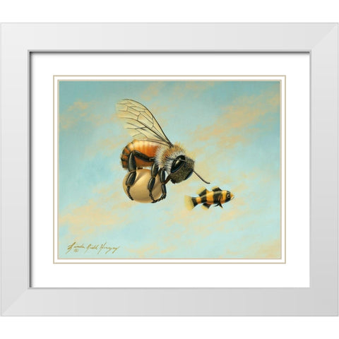 Beeing Egg Snatched White Modern Wood Framed Art Print with Double Matting by Herzog, Linda Ridd