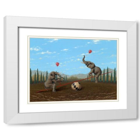 Ed Loves It When He Is Up White Modern Wood Framed Art Print with Double Matting by Herzog, Linda Ridd