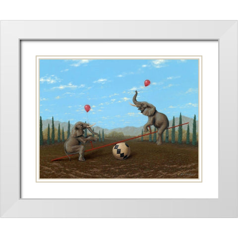 Ed Loves It When He Is Up White Modern Wood Framed Art Print with Double Matting by Herzog, Linda Ridd